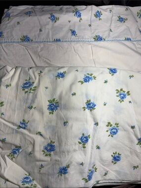 Vintage flawed full set‎ Classic Blue Rose Floral Springmaid C5